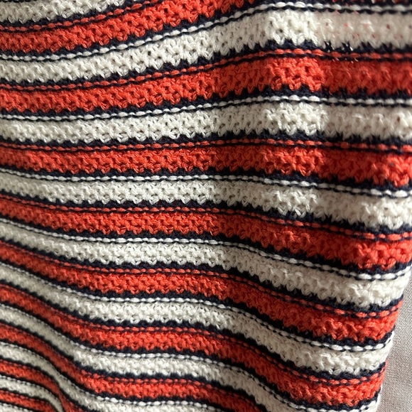 NWT‎ It’s Our Time Striped Womens Large Sweater Tank Top Orange/Navy Crochet - Picture 2 of 5